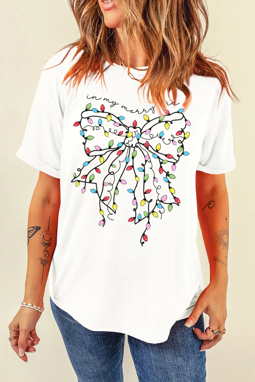 Bow Crew Neck Short Sleeve T-Shirt