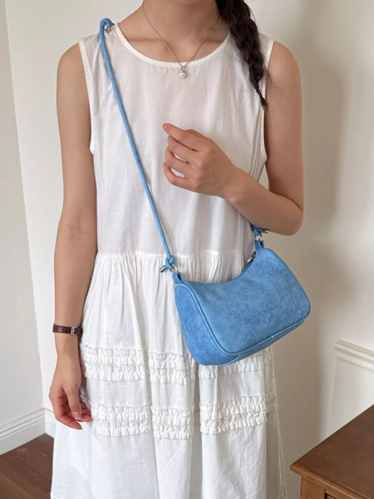 Baguette Vegan Leather Crossbody Bag for Women