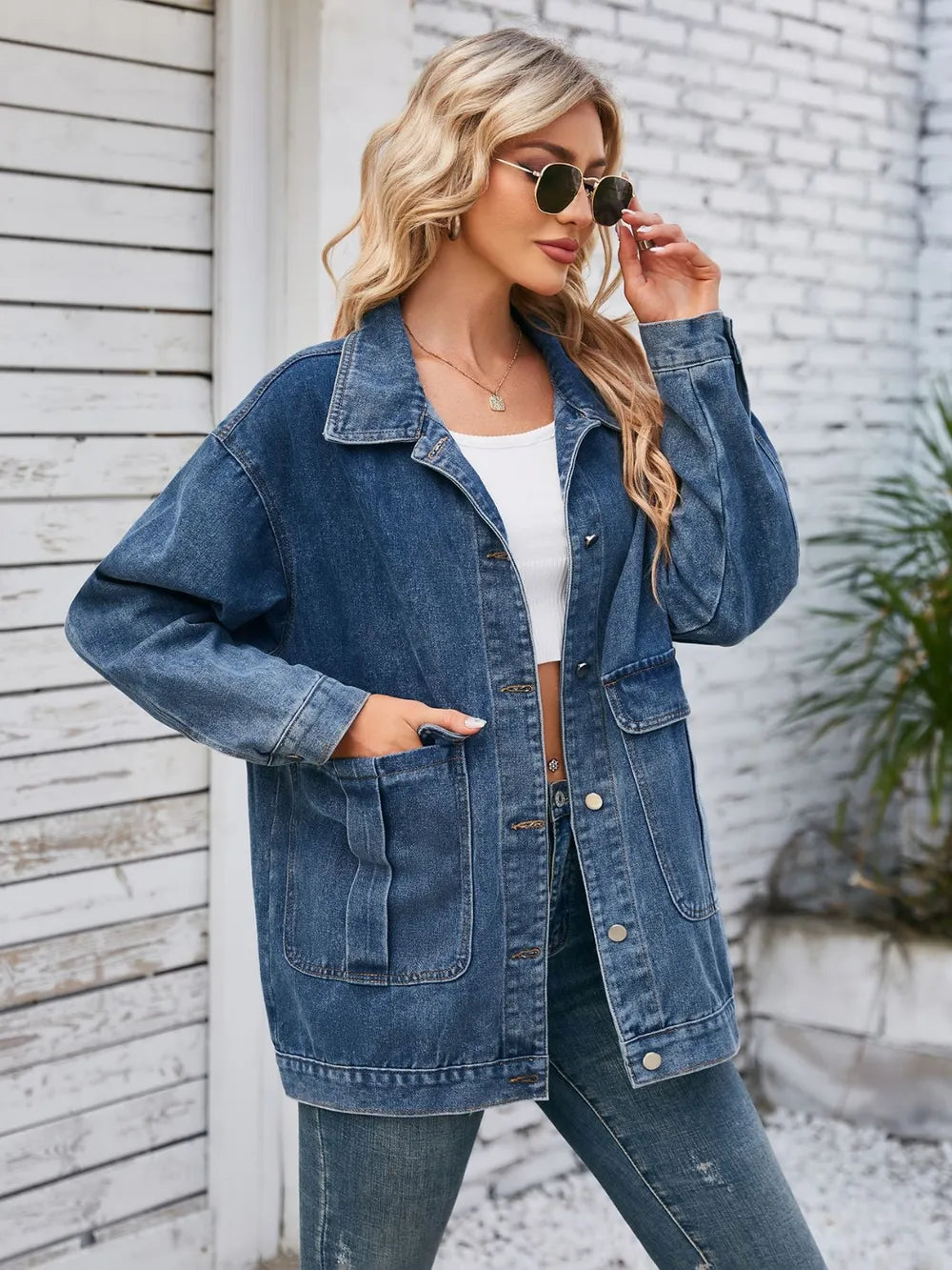 Rayon Long Sleeve Denim Jacket