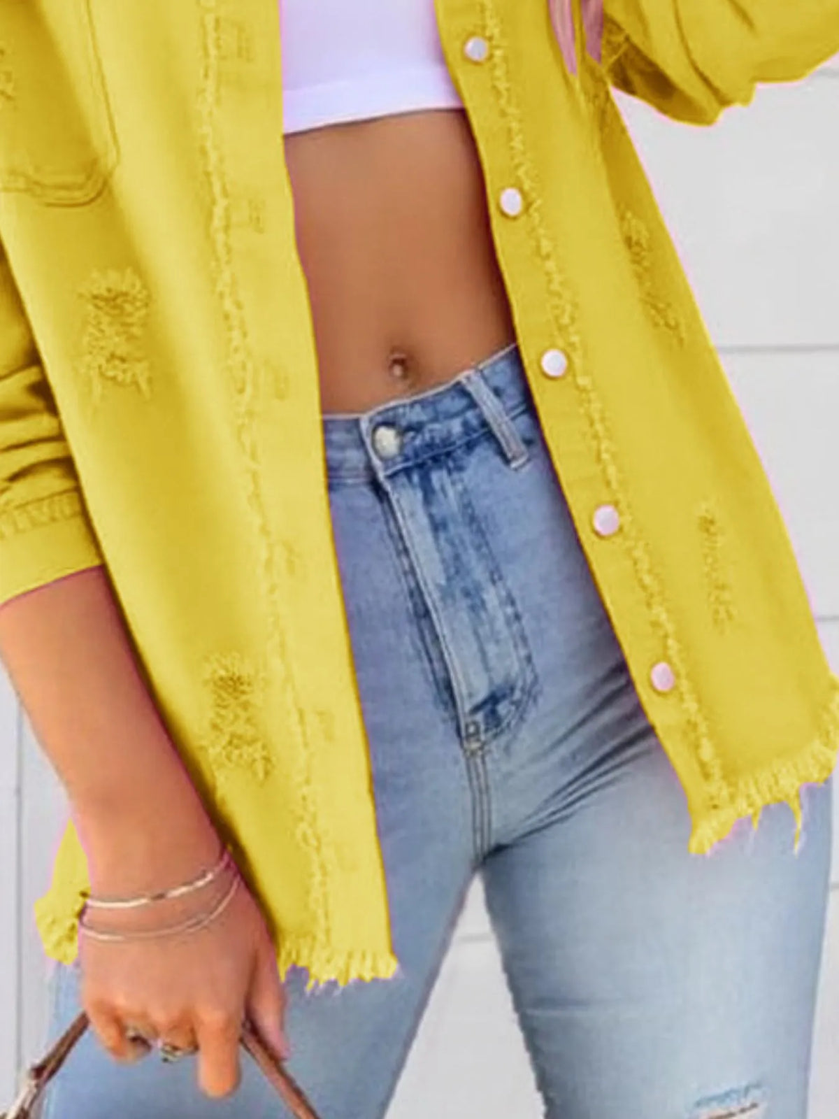 Distressed Frayed Denim Jacket