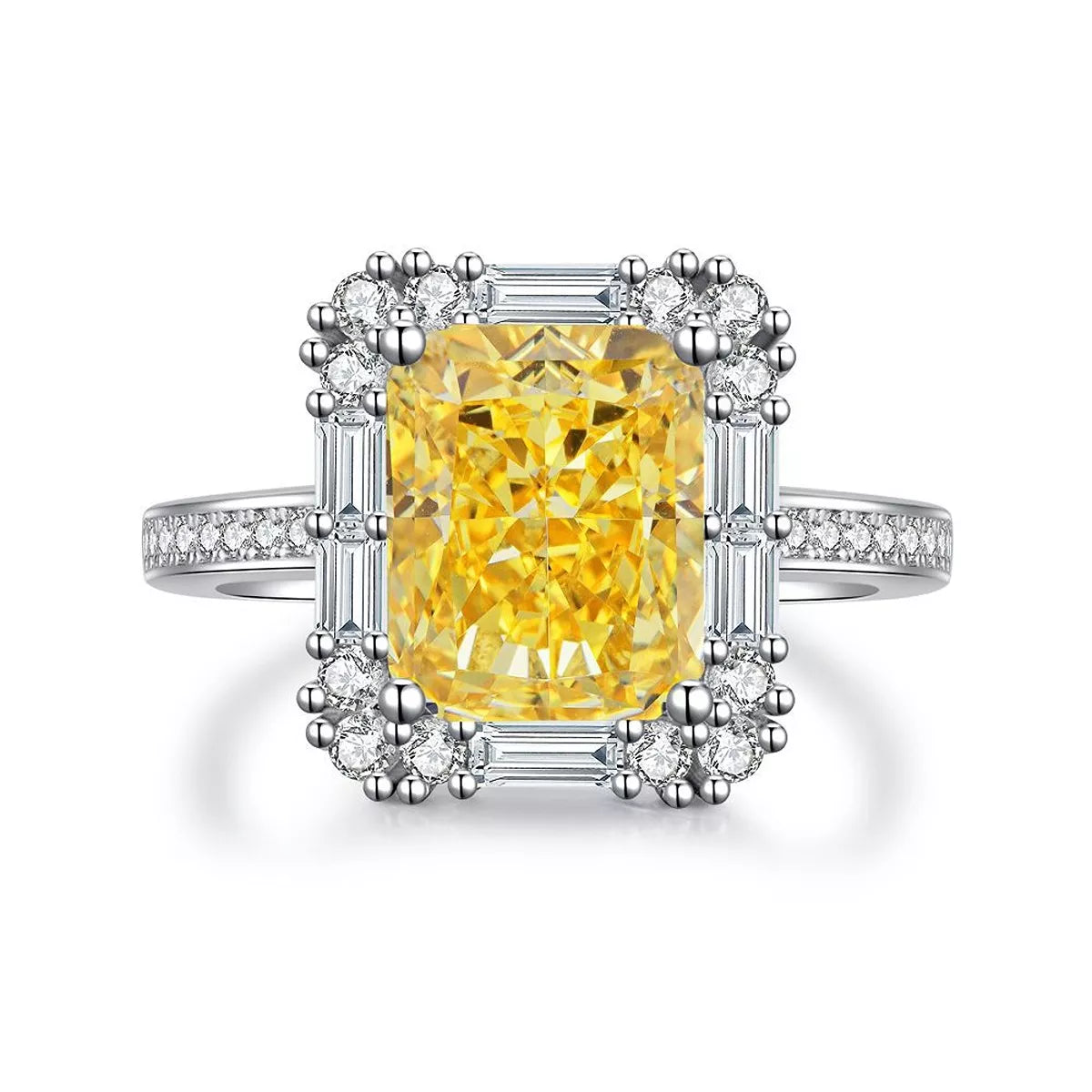 925 Sterling Silver Zircon Geometric Ring for Women in Canary Yellow