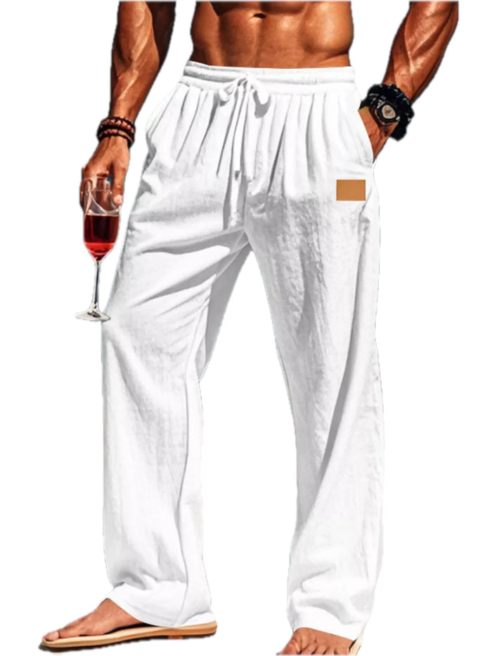 Men's Hip Patch Drawstring Wide Leg Pants Plus Size