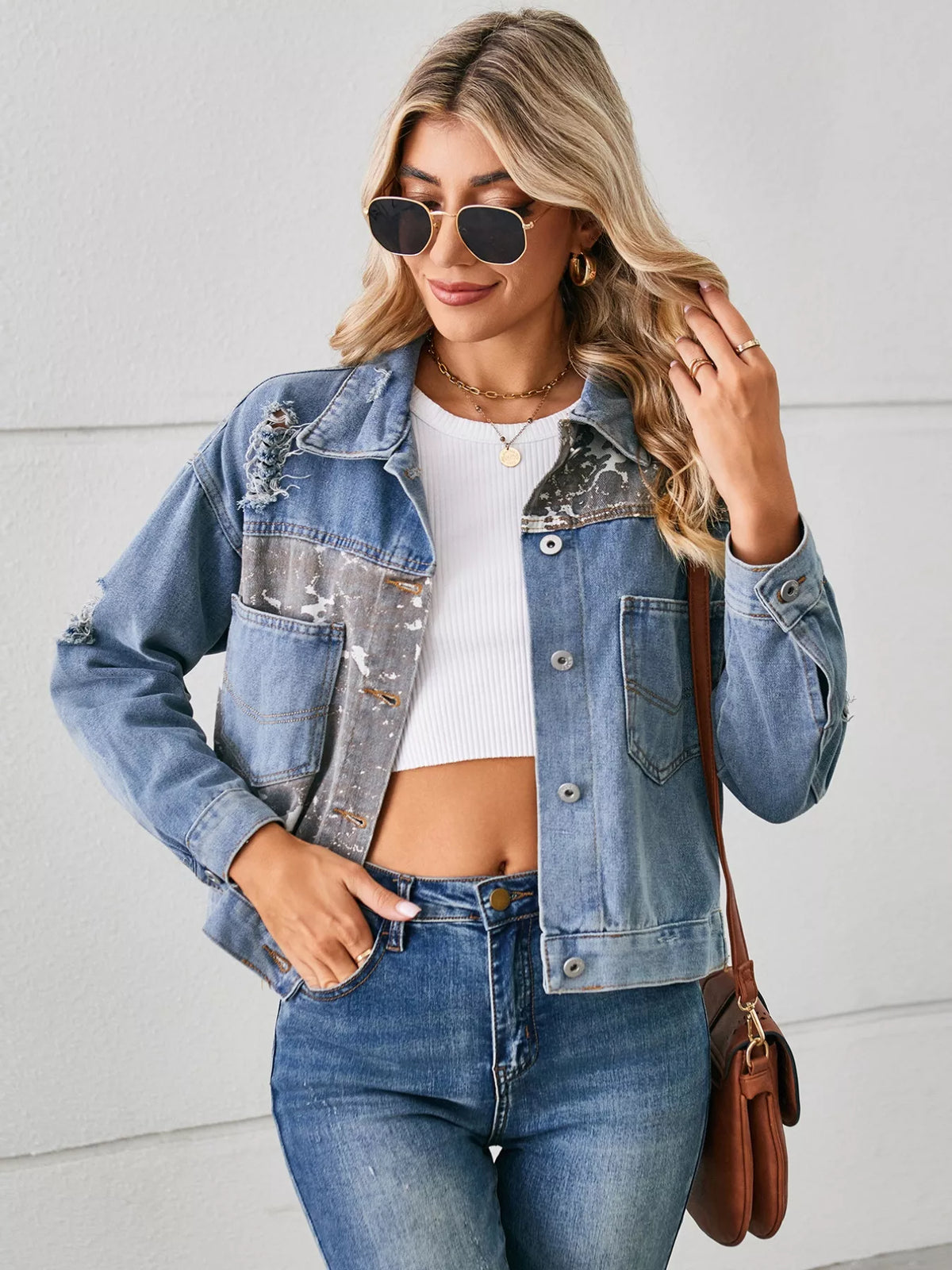 Snake Print Denim Jacket