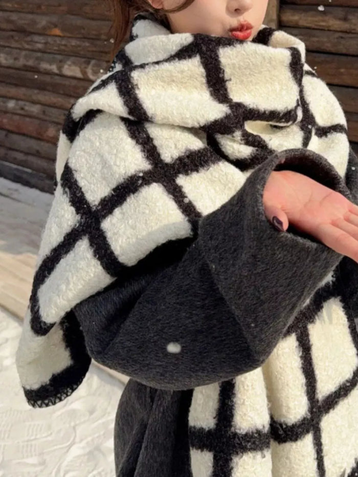 Plaid Pattern Winter Scarf for Women