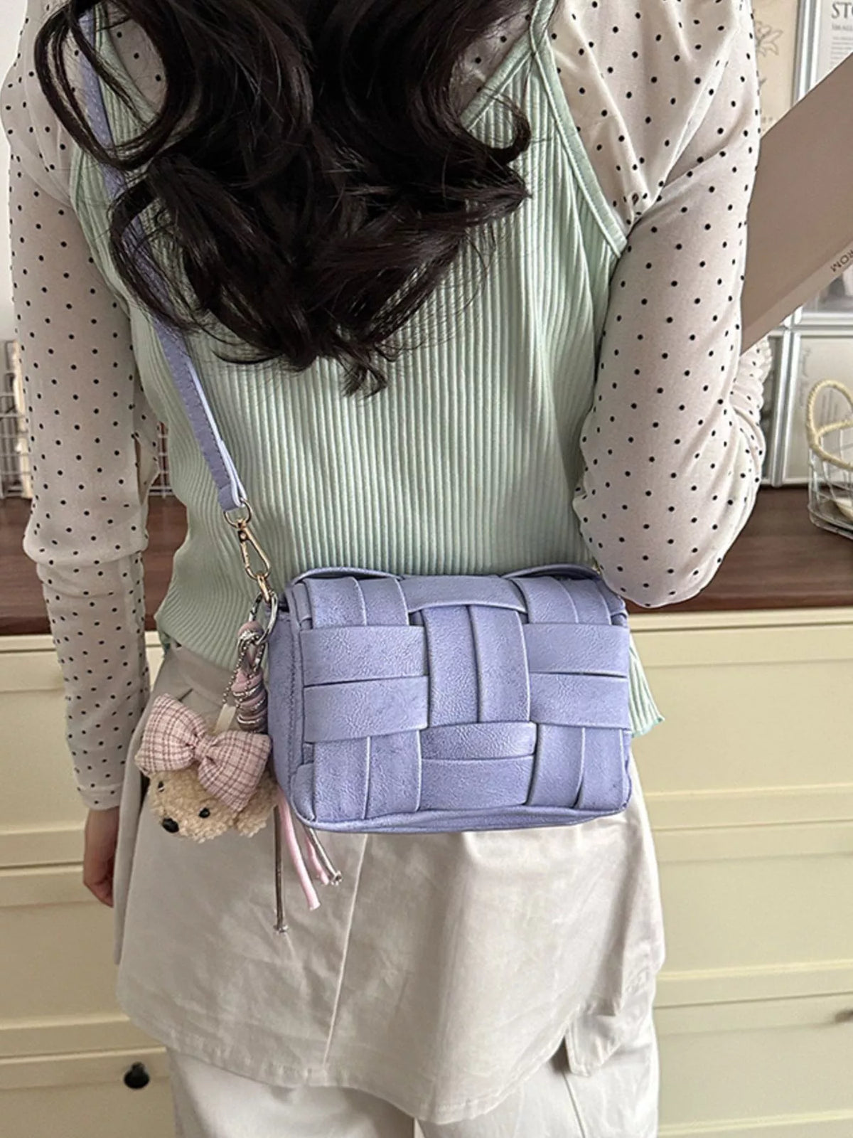 Woven Texture Crossbody Bag in Purple