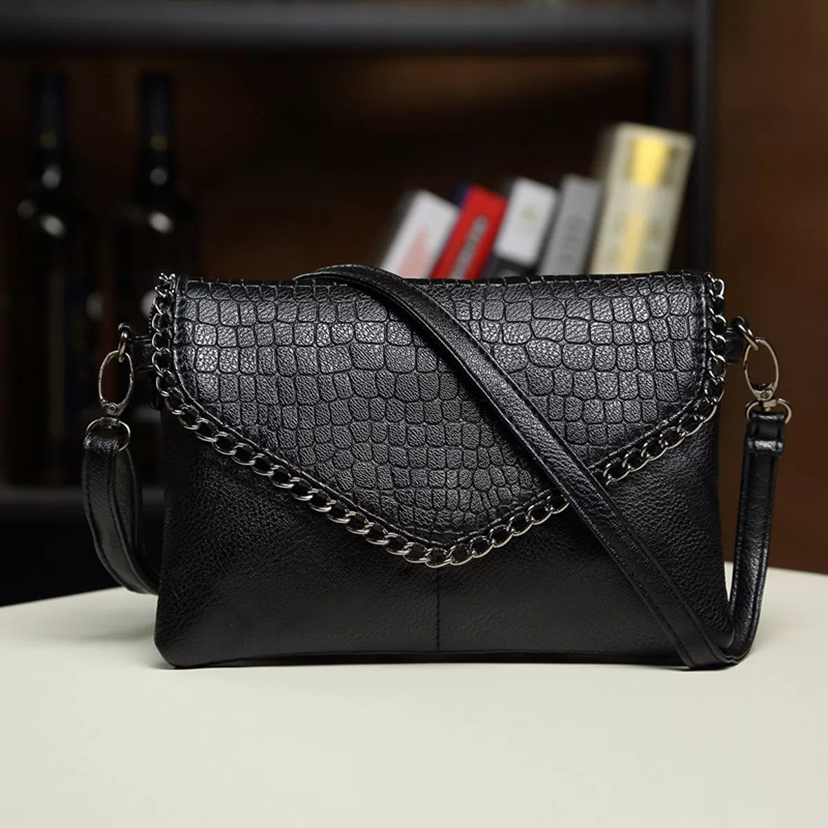 Crocodile Envelope Crossbody Bag for Women