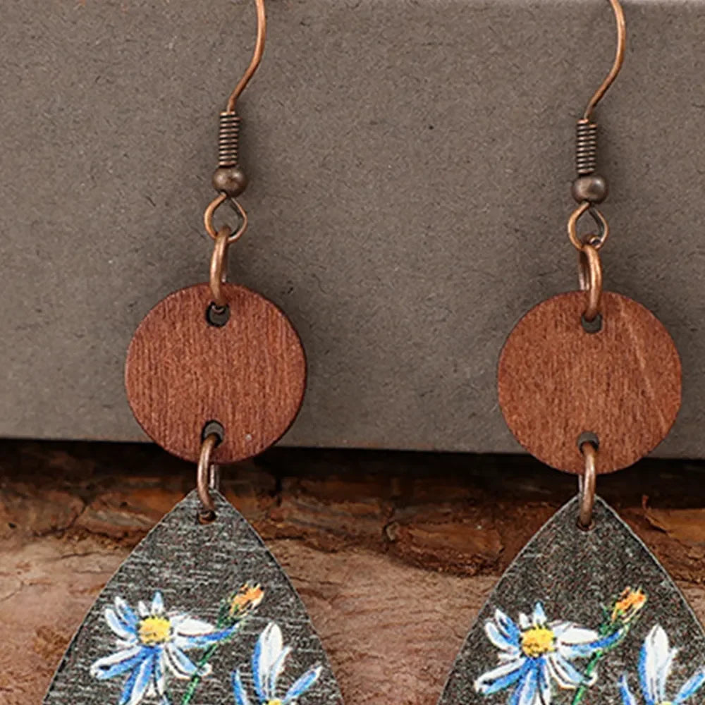 Flower Geometrical Shape Wooden Earrings – image 2 | Lilixa Trending Jewelry