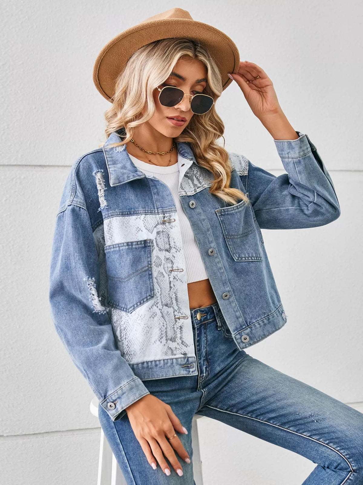 Snake Print Denim Jacket