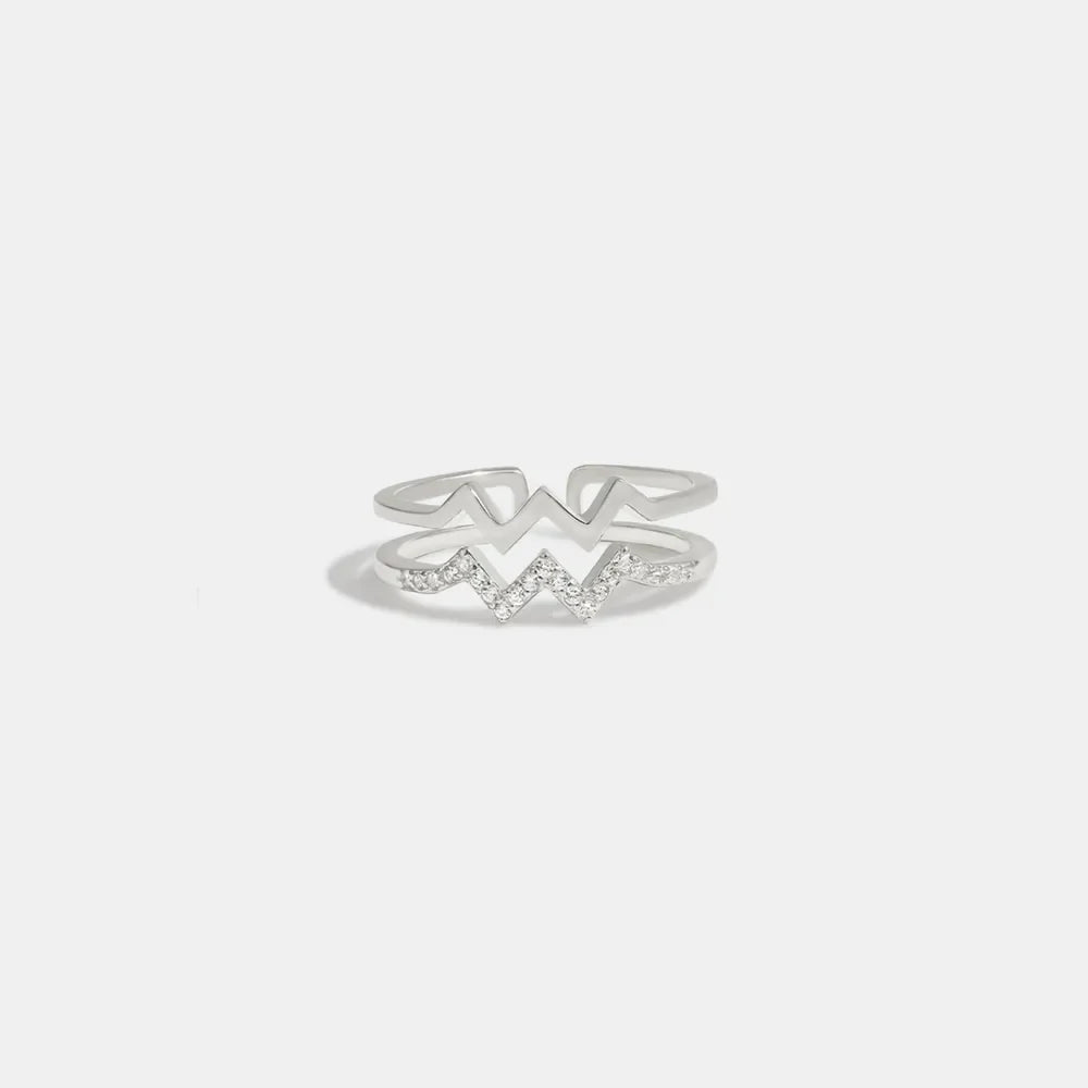 Wave Shape Inlaid Zircon Open Ring – image 2 | Lilixa Trending Jewelry
