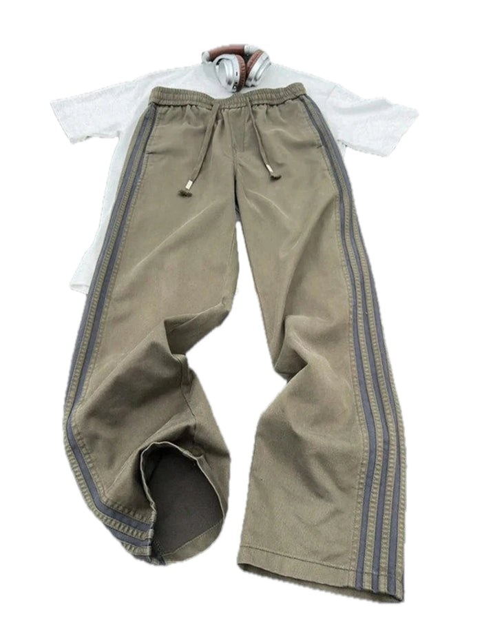 Men's Casual Striped Wide-Leg Pants Plus Size