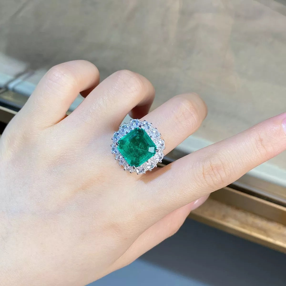 925 Sterling Silver Zircon Ring for Women in Green