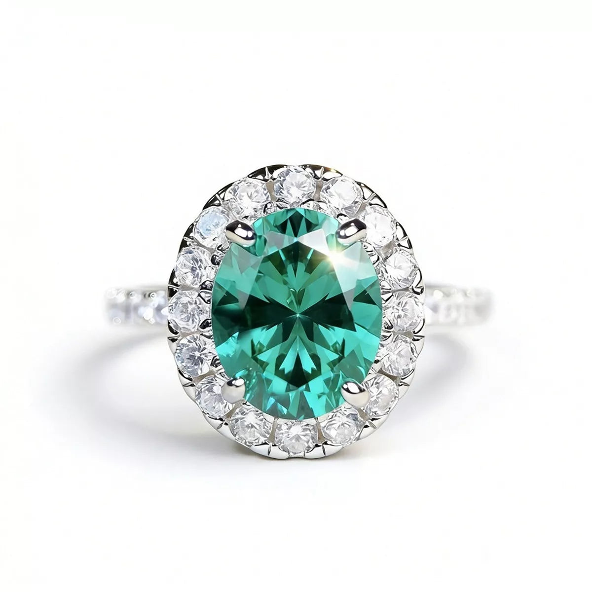 925 Sterling Silver Oval Zircon Ring for Women