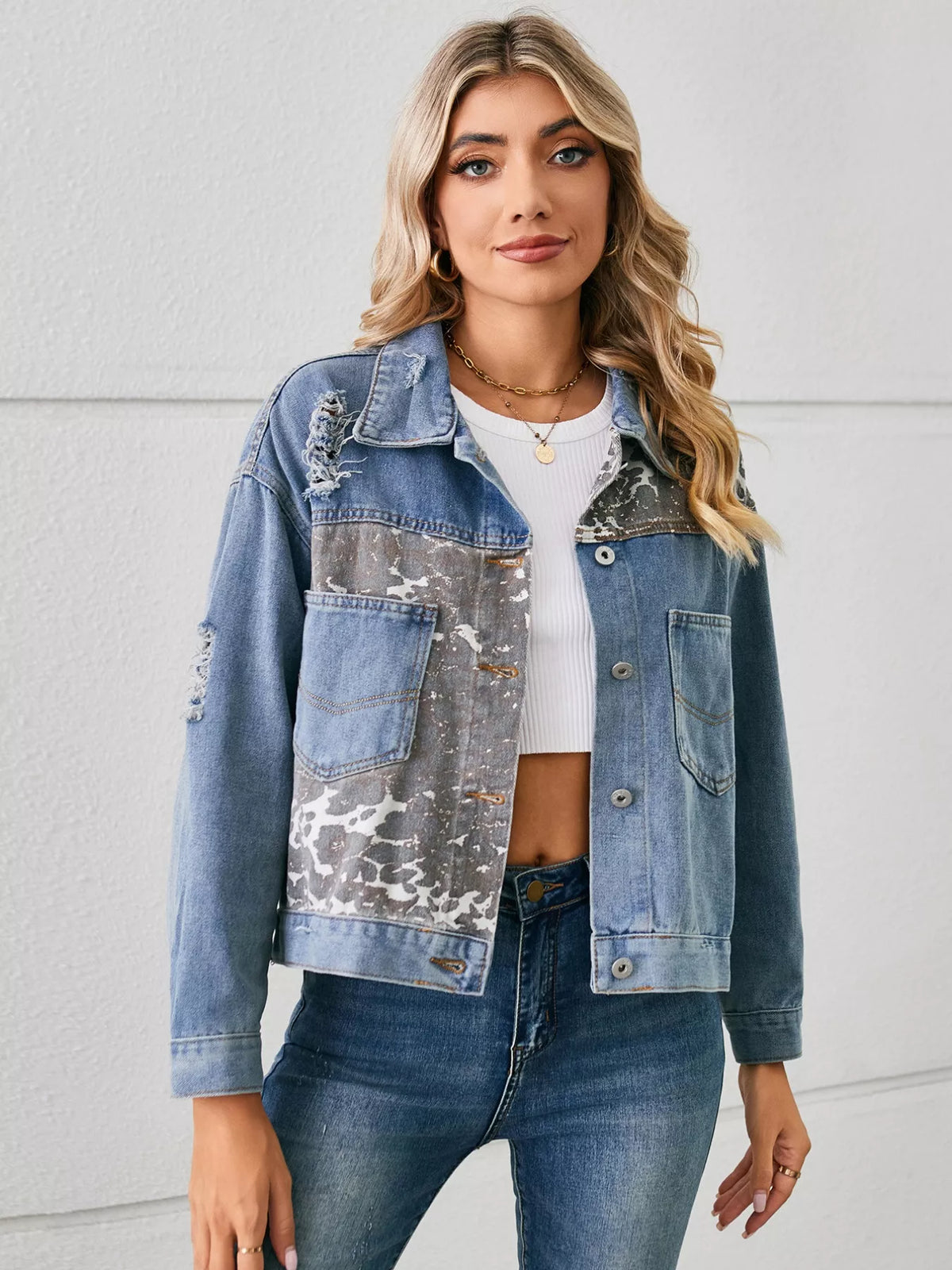 Snake Print Denim Jacket