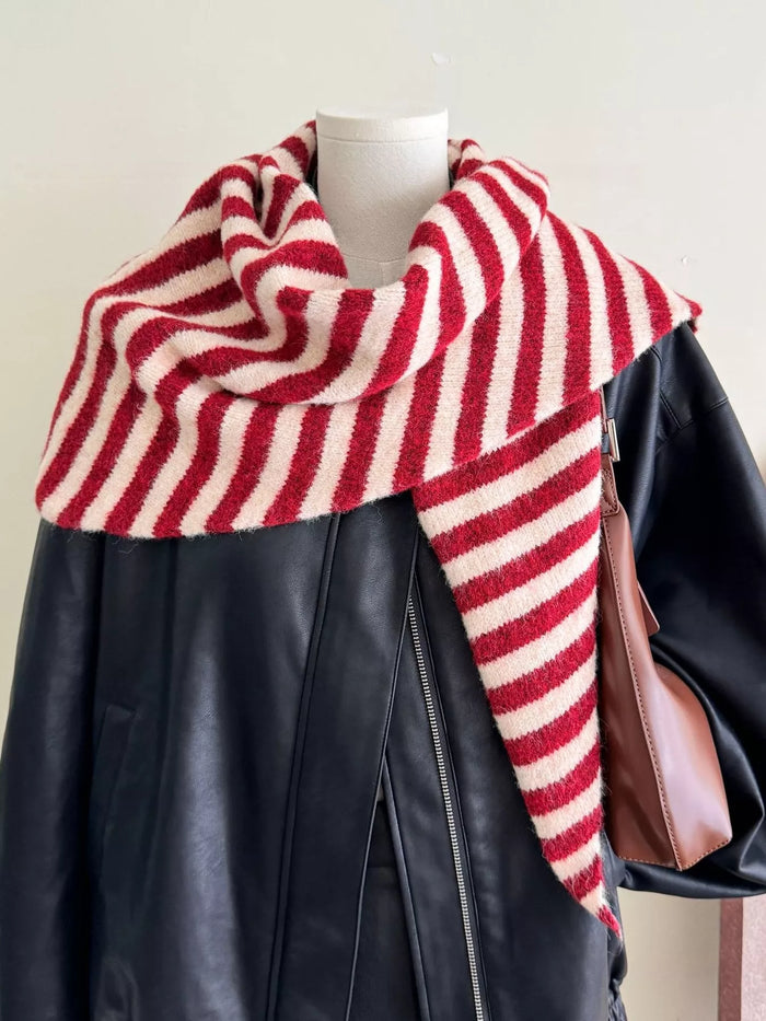 Striped Knitted Winter Scarf for Women