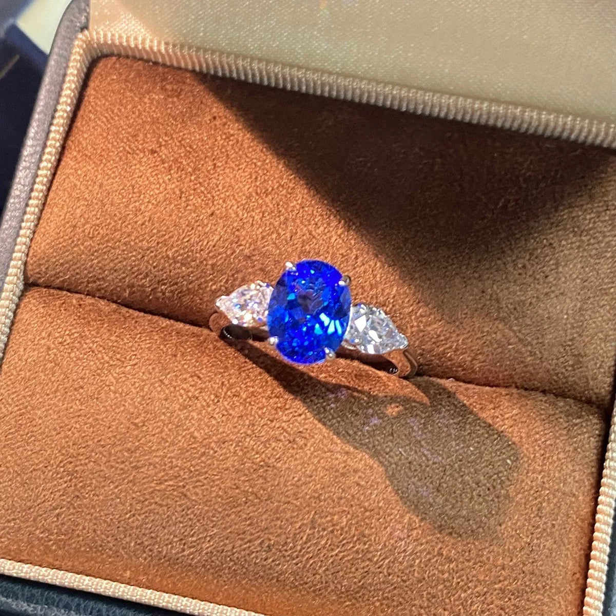 925 Sterling Silver Zircon Ring for Women in Blue