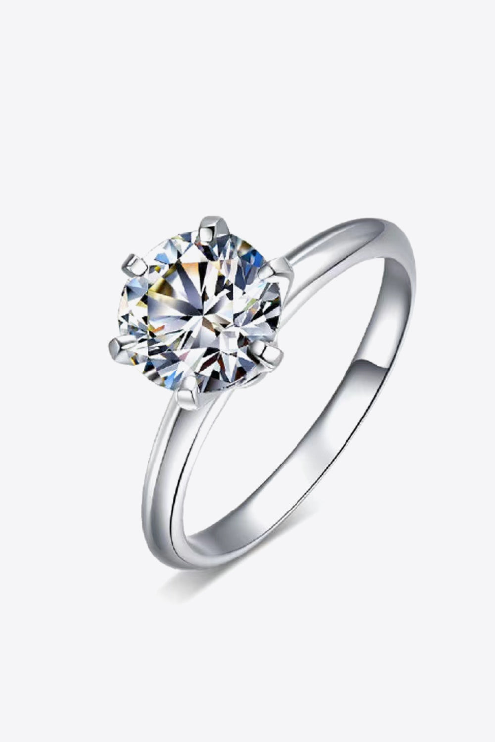 Adored 925 Sterling Silver 3 Carat Moissanite 6-Prong Ring for Women