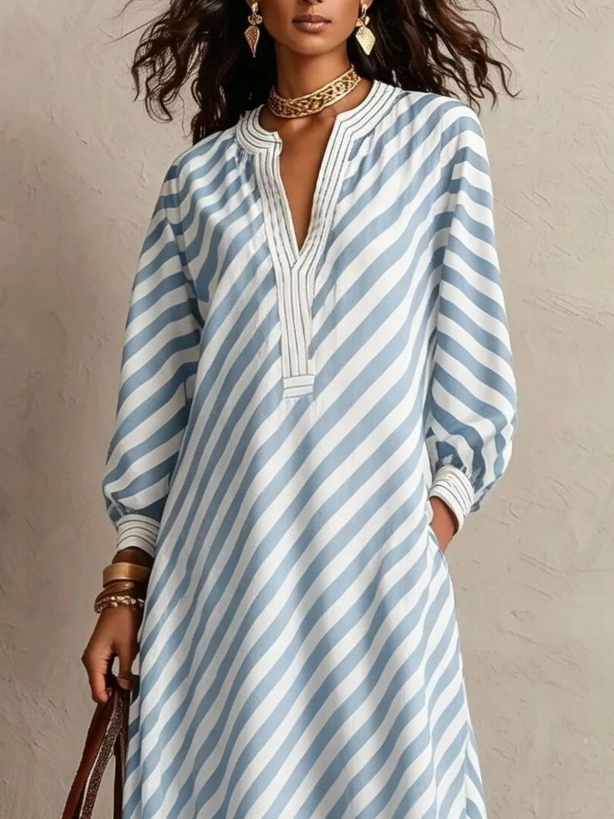 Striped Long Sleeve Maxi Dress