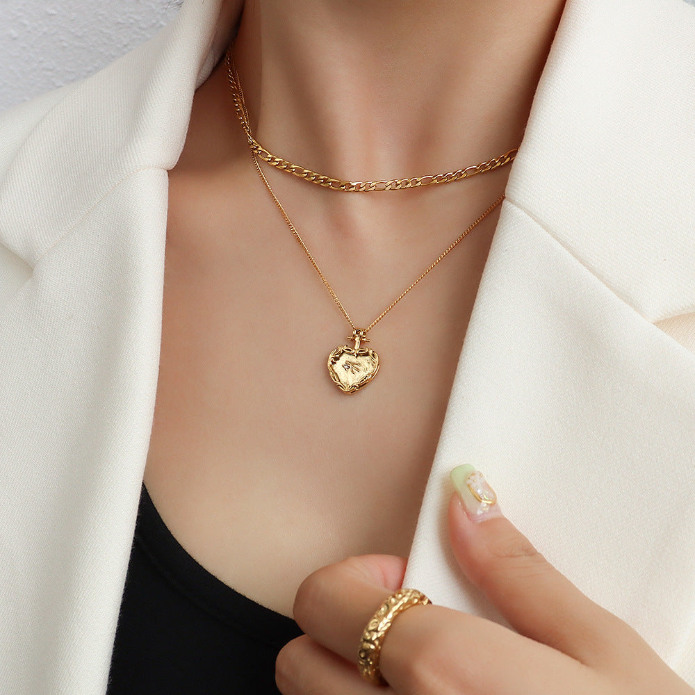Heart Shape Double-Layered Stainless Steel Necklace – image 4 | Lilixa Trending Jewelry