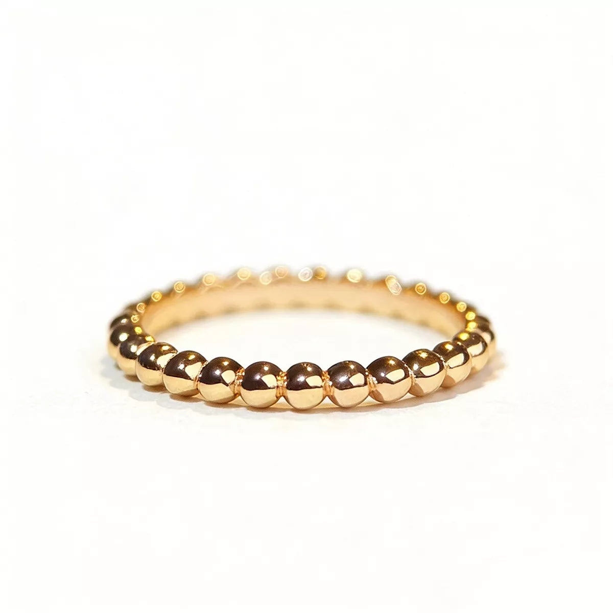 18K Gold-Plated 925 Sterling Silver Bead Ring for Women