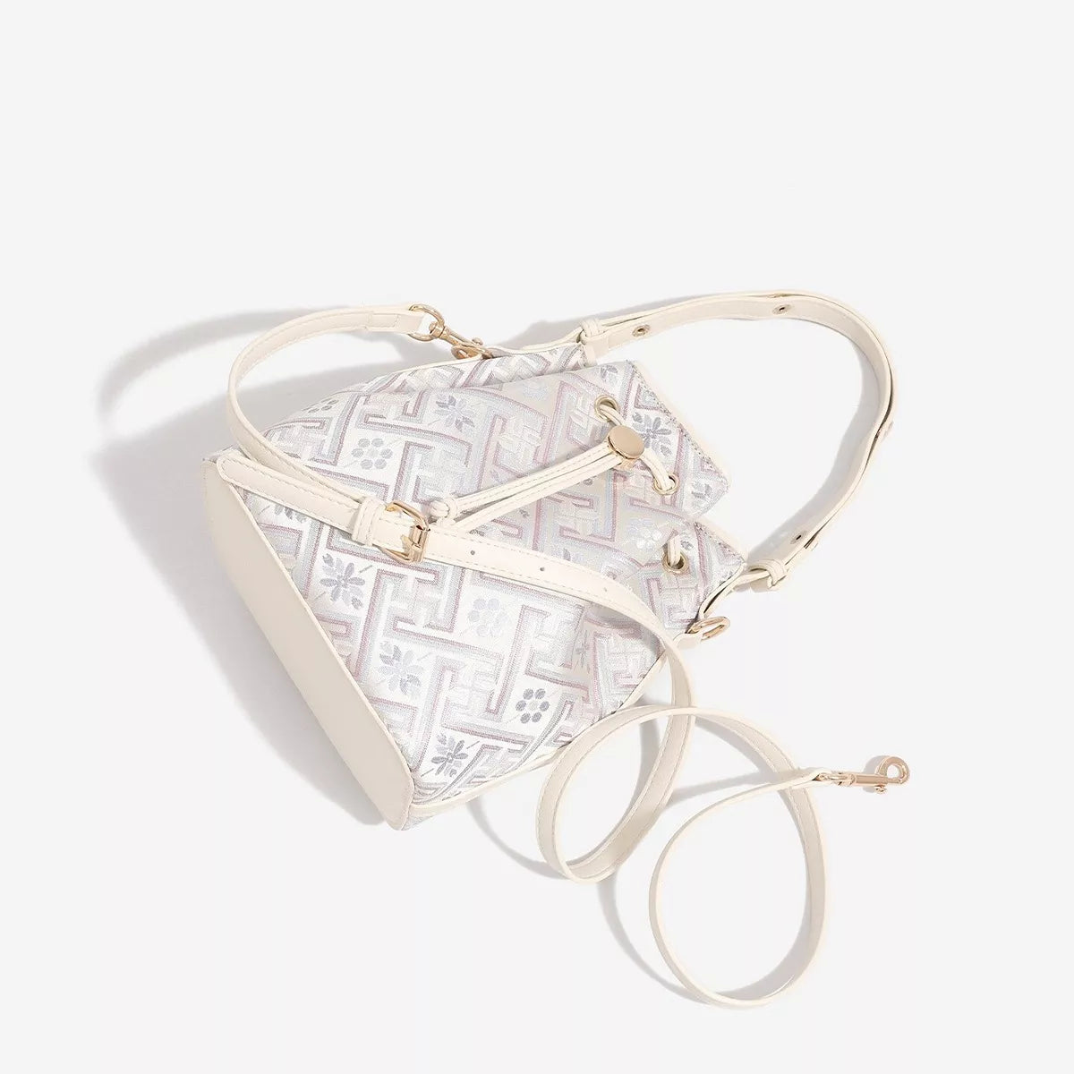 Geometric Drawstring Bucket Crossbody Bag for Women