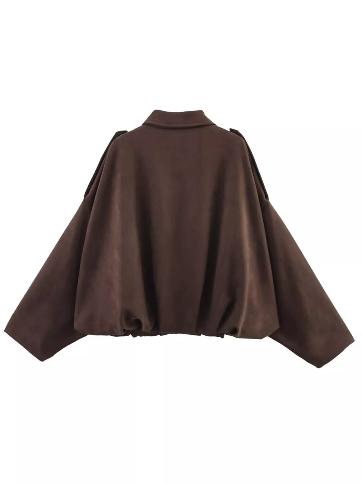 Collared Neck Dropped Shoulder Jacket for Women