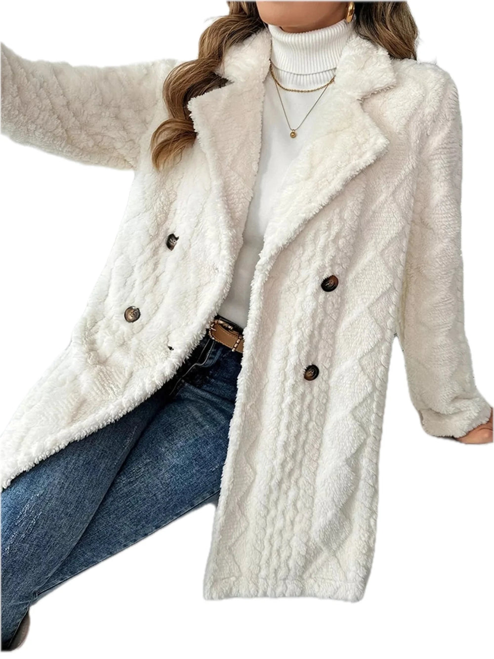 Fleece Double Breasted Longline Coat