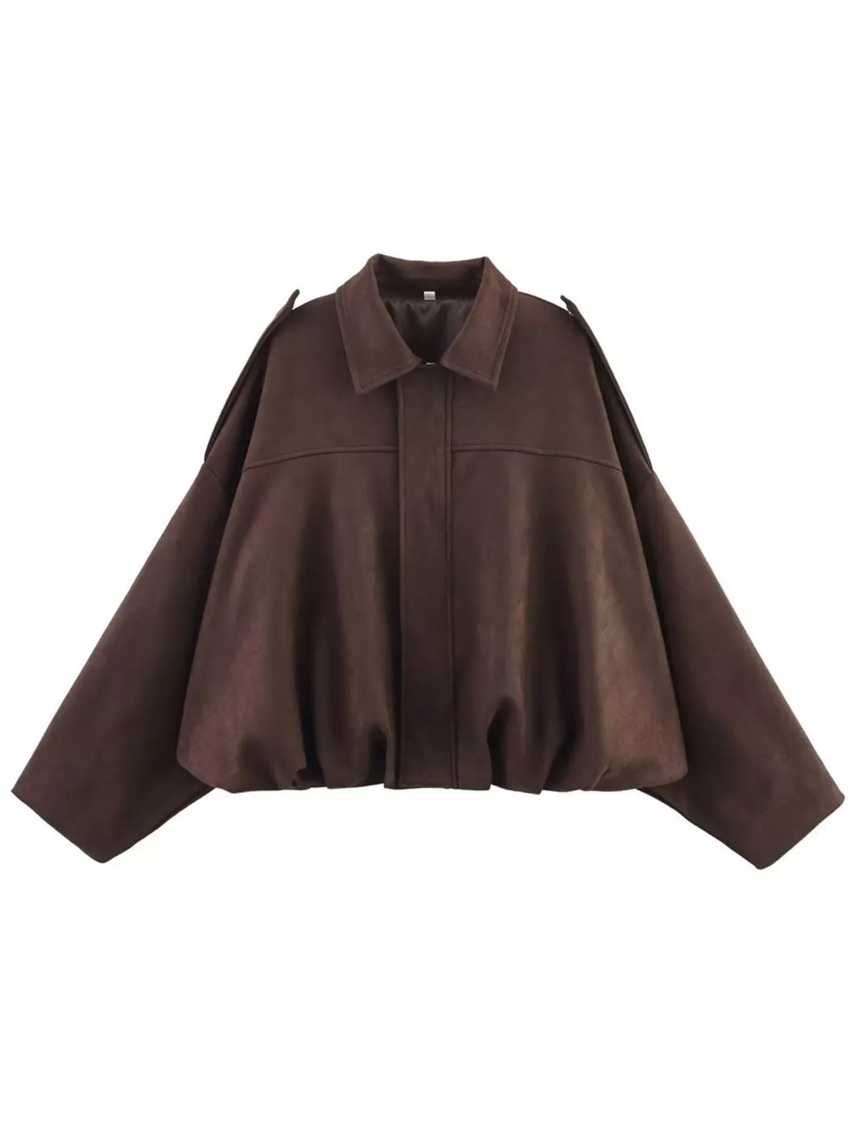 Collared Neck Dropped Shoulder Jacket for Women