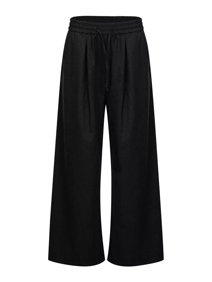 Men's Elastic Waistband Wide-Leg Drawstring Casual Pants