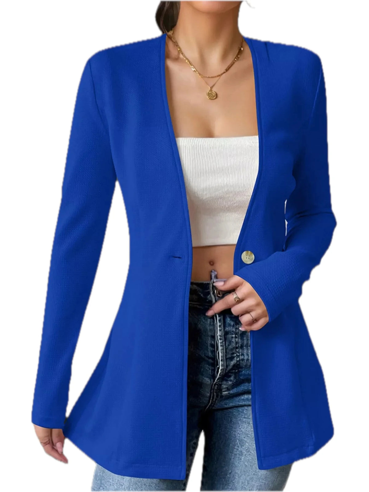 Flared Hem One Button Blazer
