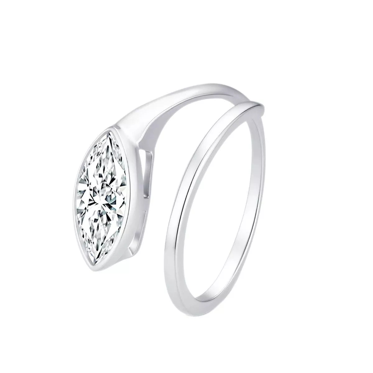 2 Carat 925 Sterling Silver Moissanite Marquise Cut Bypass Ring – image 5 | Lilixa Trending Jewelry