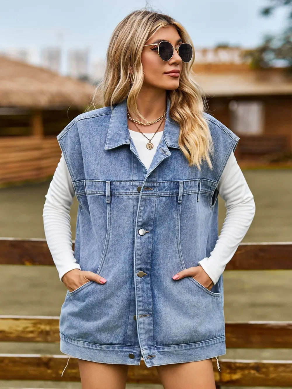 Sleeveless Denim Jacket