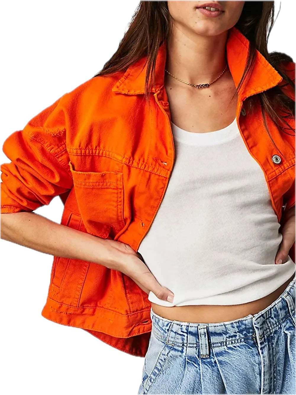 Women's Button Up Long Sleeve Denim Jacket