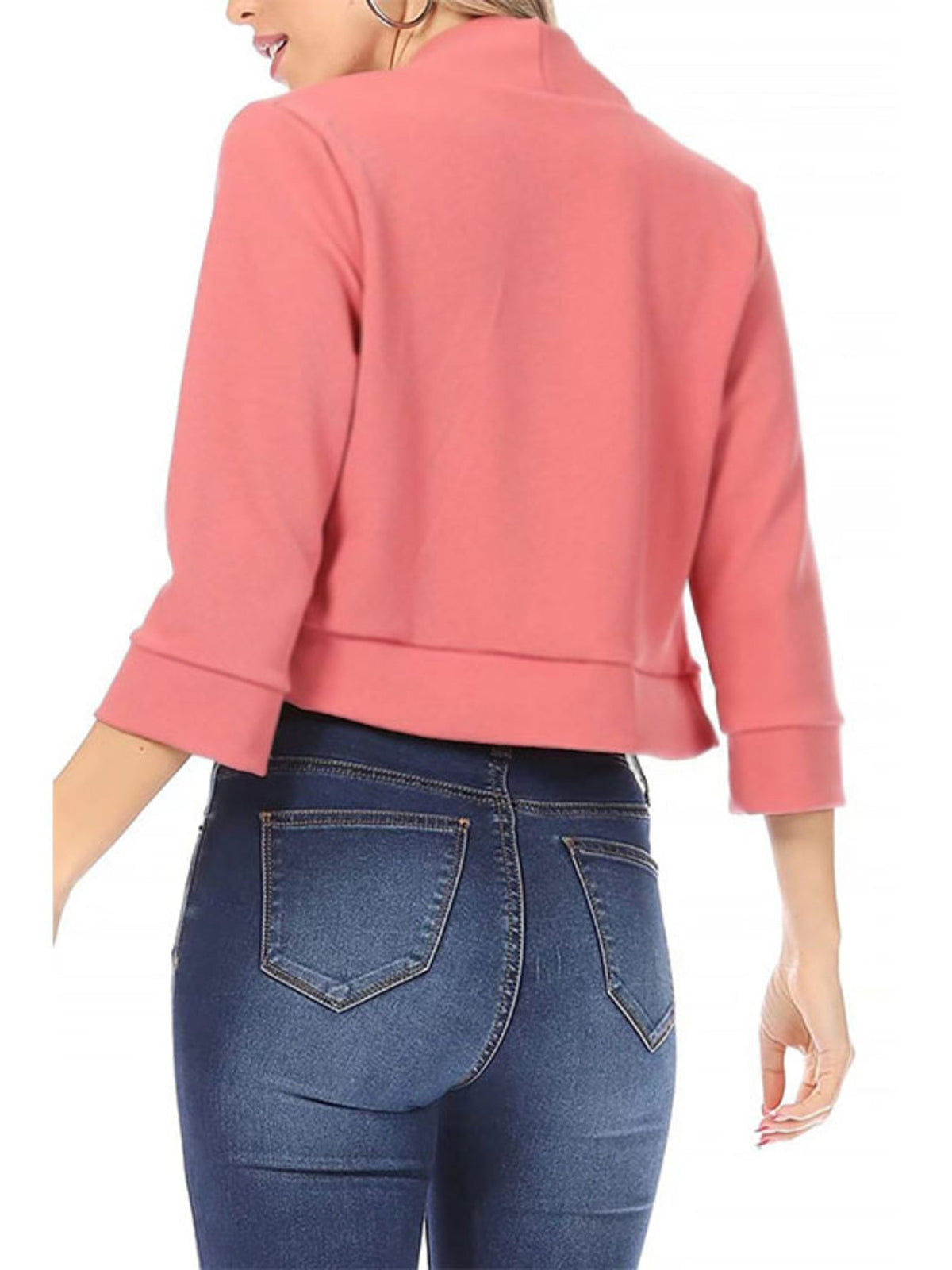 Cropped Open Front Blazer Plus Size