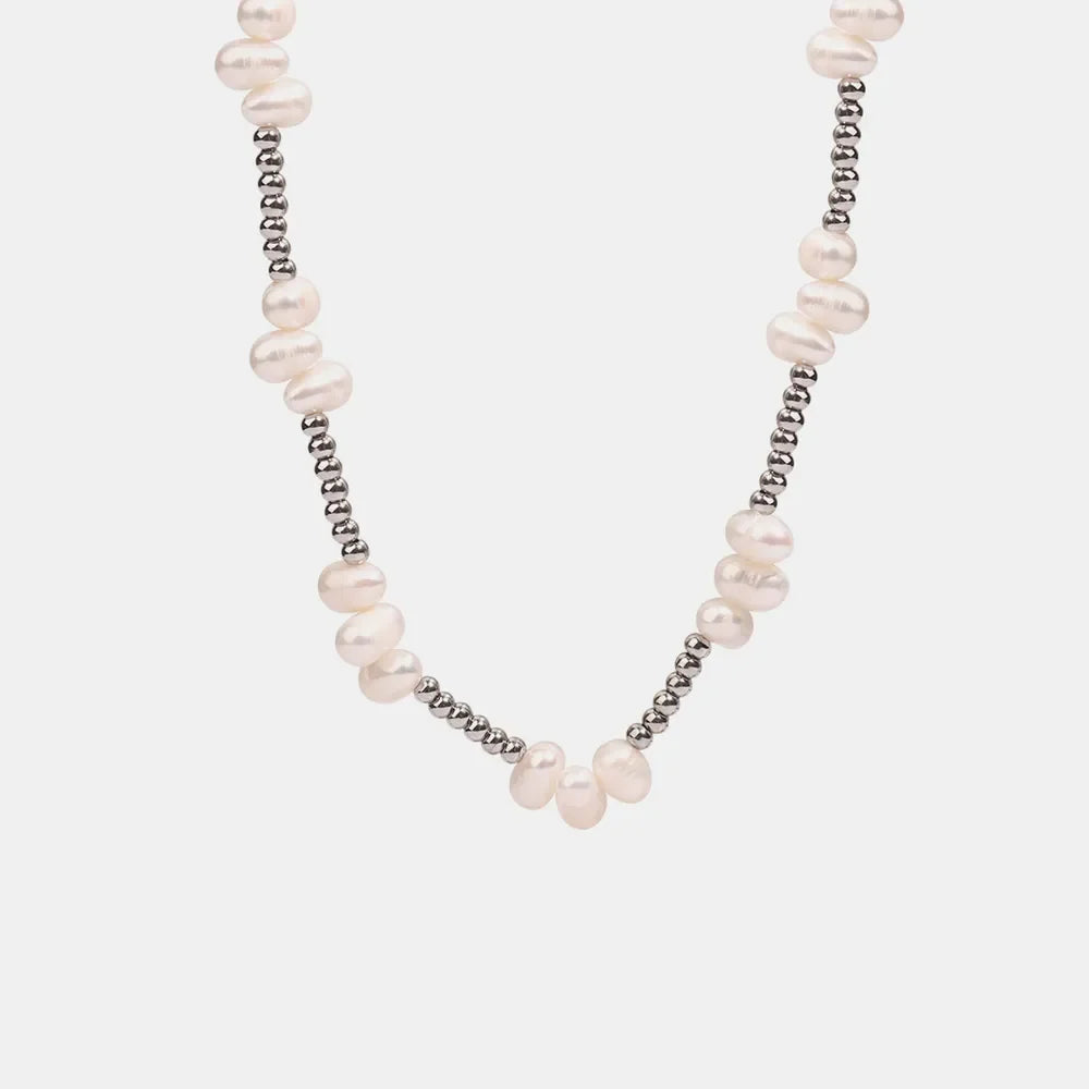 Freshwater Pearl Titanium Steel Bead Necklace – image 5 | Lilixa Trending Jewelry