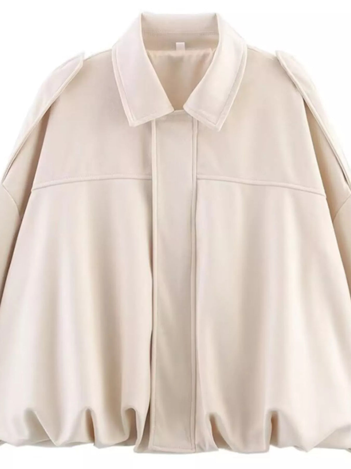 Collared Neck Dropped Shoulder Jacket for Women