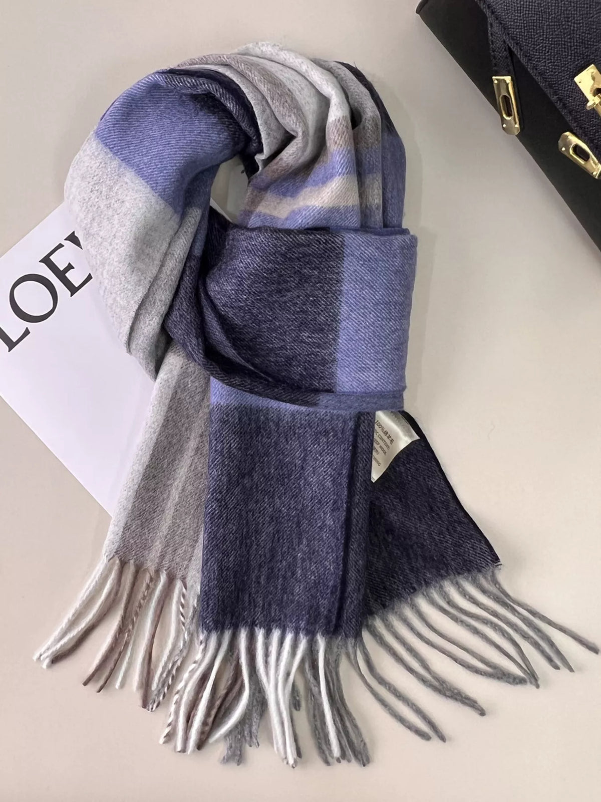 Plaid Fringe Scarf for Women