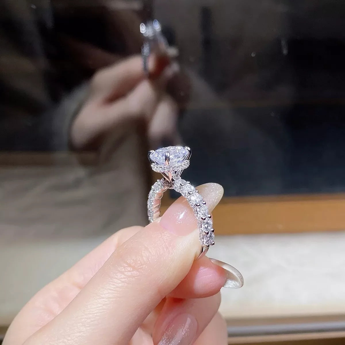 Round Solitaire 3 Carat 925 Sterling Silver Moissanite Ring for Women