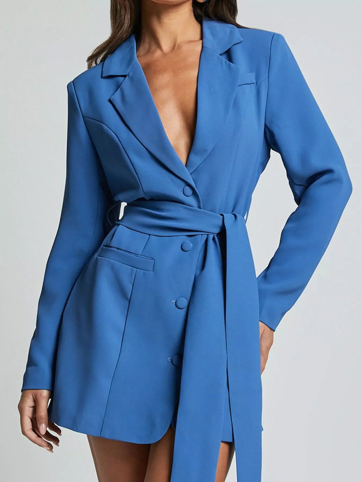 Tie Waist Lapel Blazer