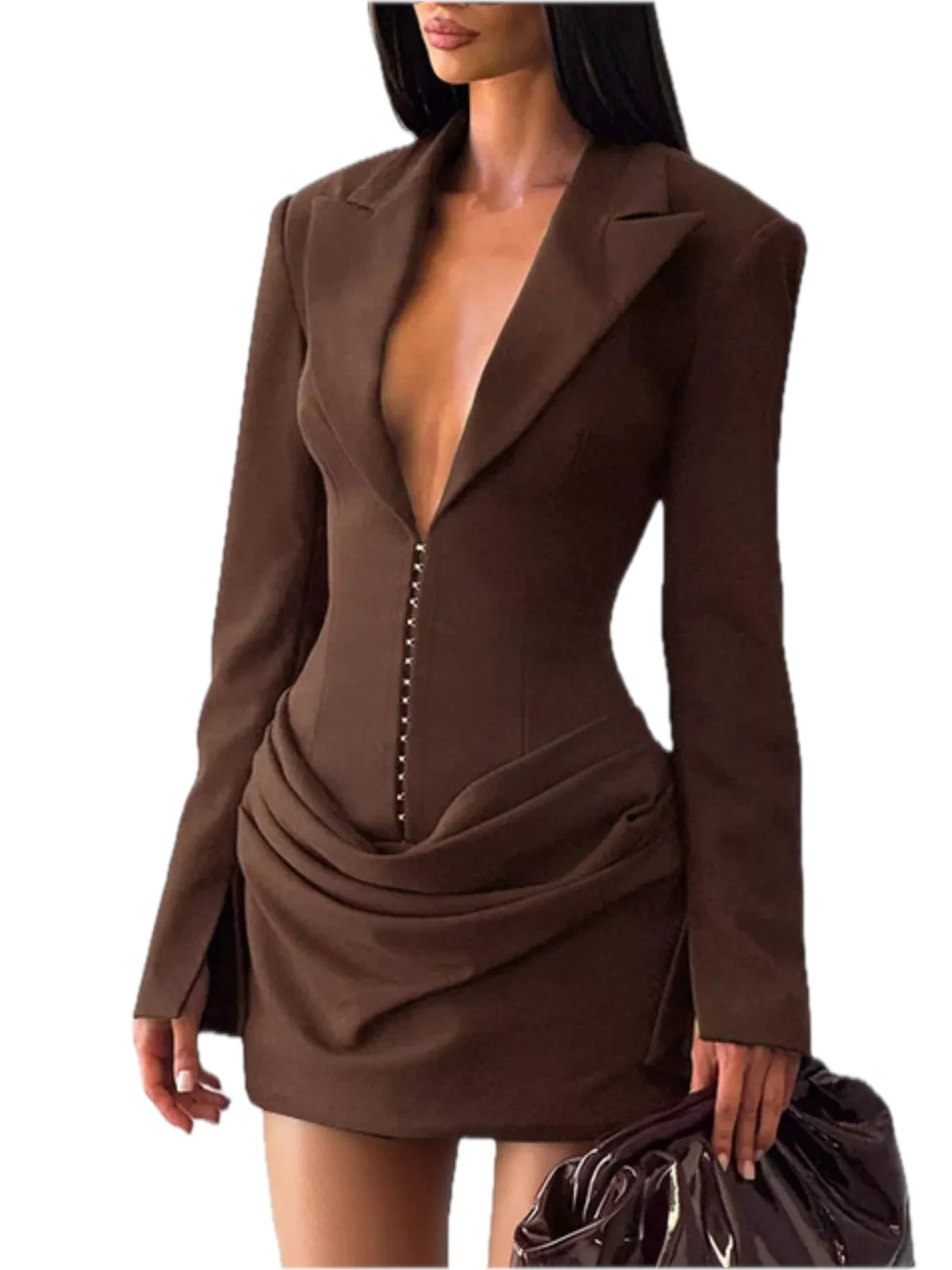 Full Size Blazer-Style Long Sleeve Mini Dress for Women Plus Size