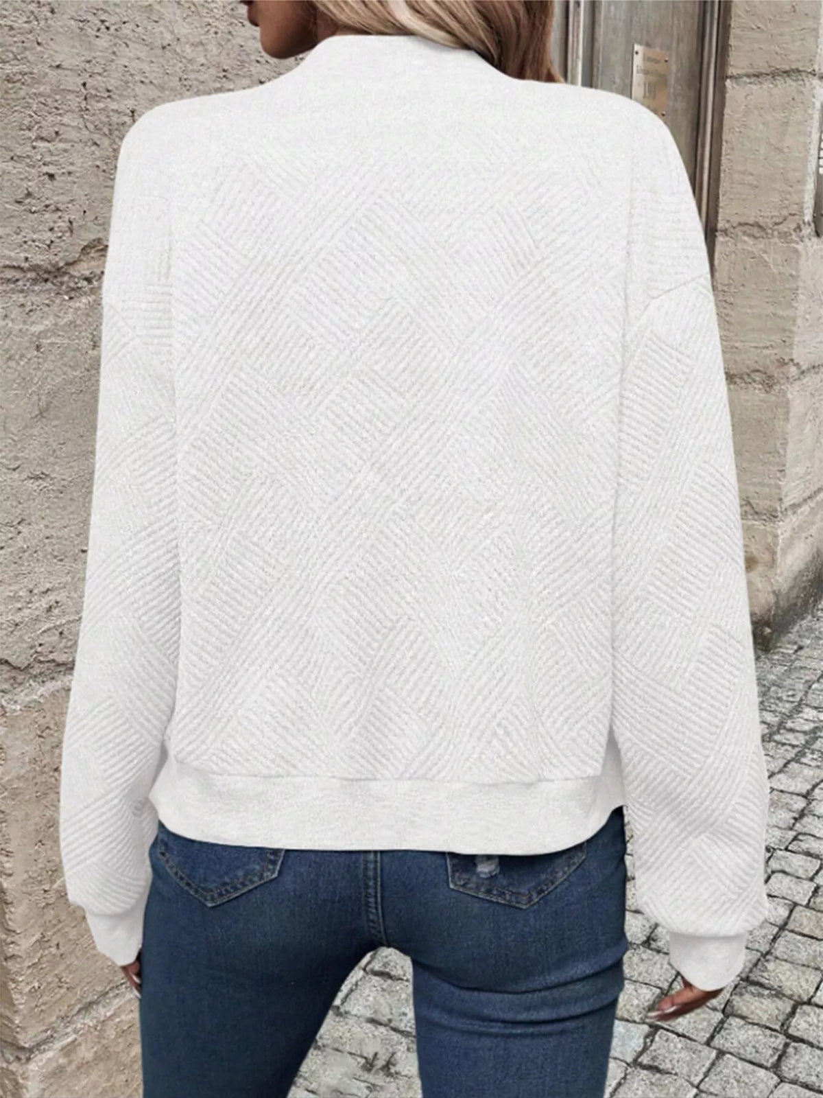 Textured Knit Zip Up Jacket