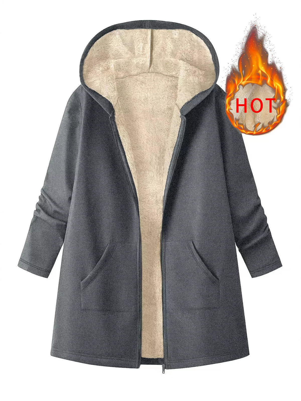 Fleece Lined Zip Up Hooded Outerwear