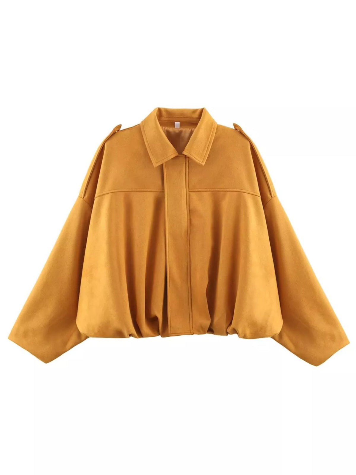 Collared Neck Dropped Shoulder Jacket for Women