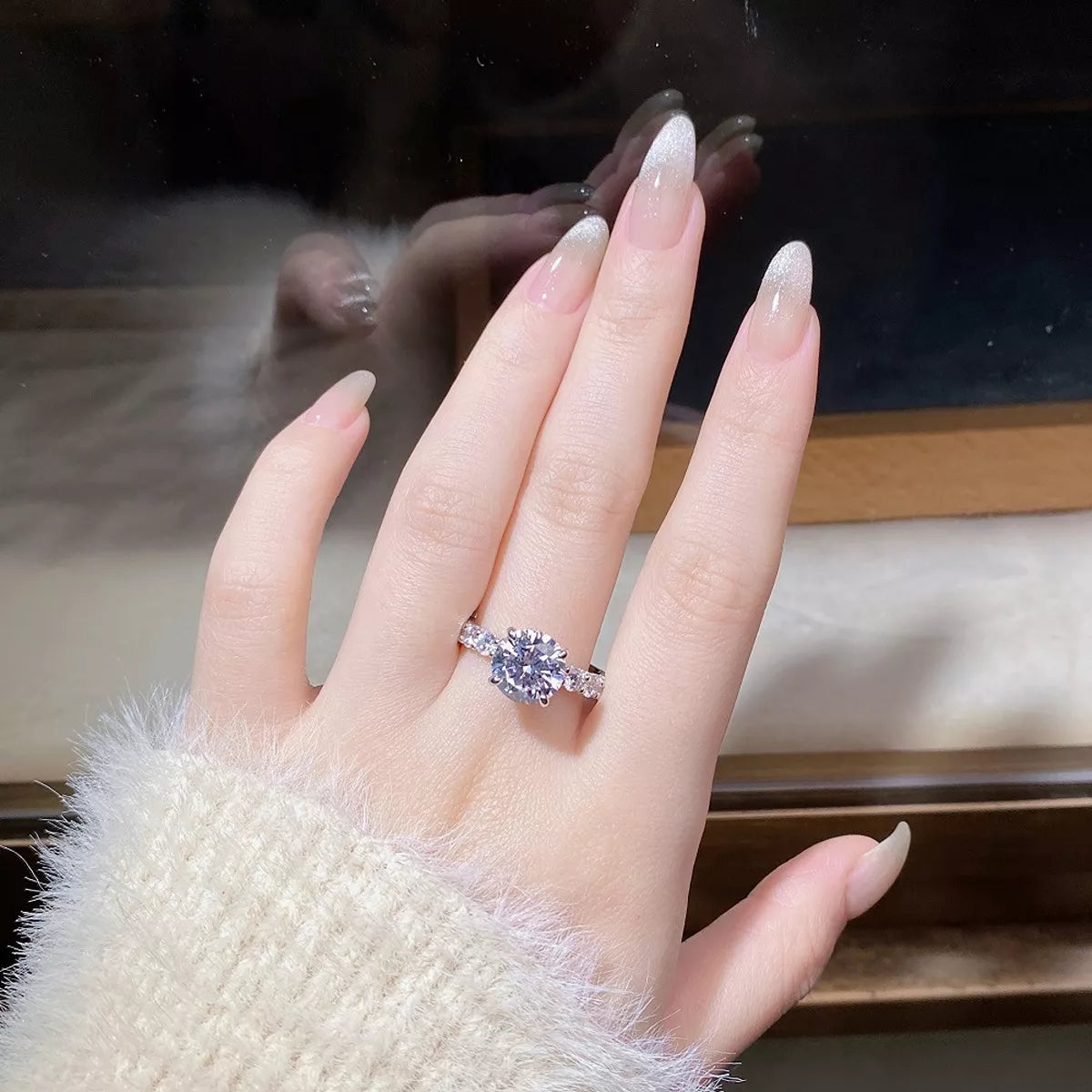 Round Solitaire 3 Carat 925 Sterling Silver Moissanite Ring for Women