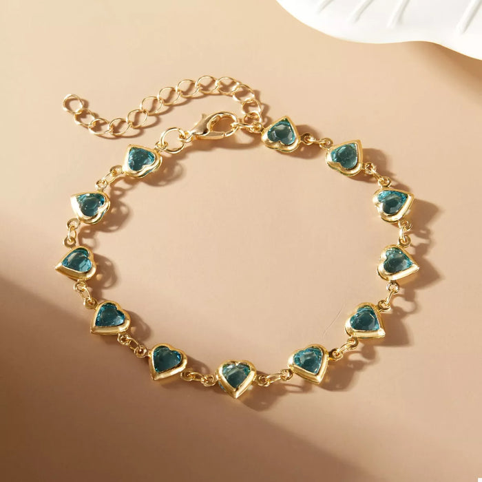 18K Gold-Plated Heart Bracelet for Women