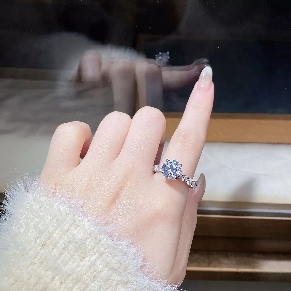 Round Solitaire 3 Carat 925 Sterling Silver Moissanite Ring for Women