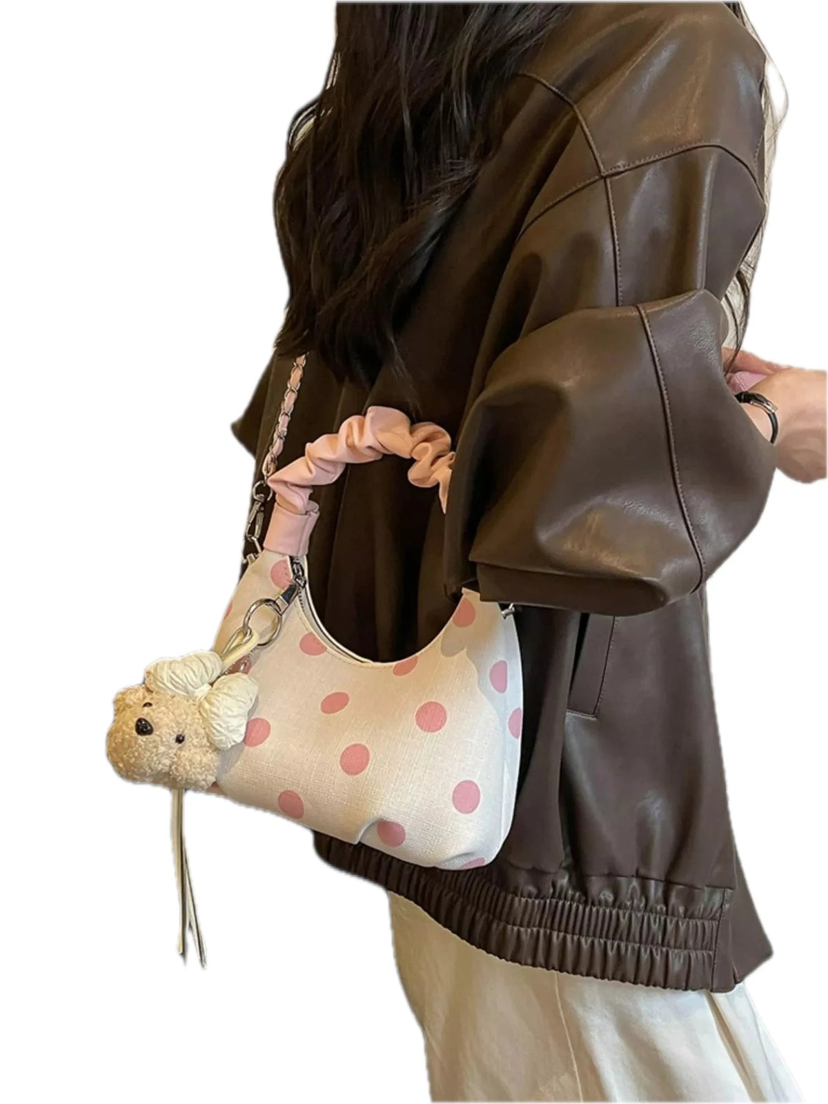 Polka Dot Ruched Crossbody Bag for Women
