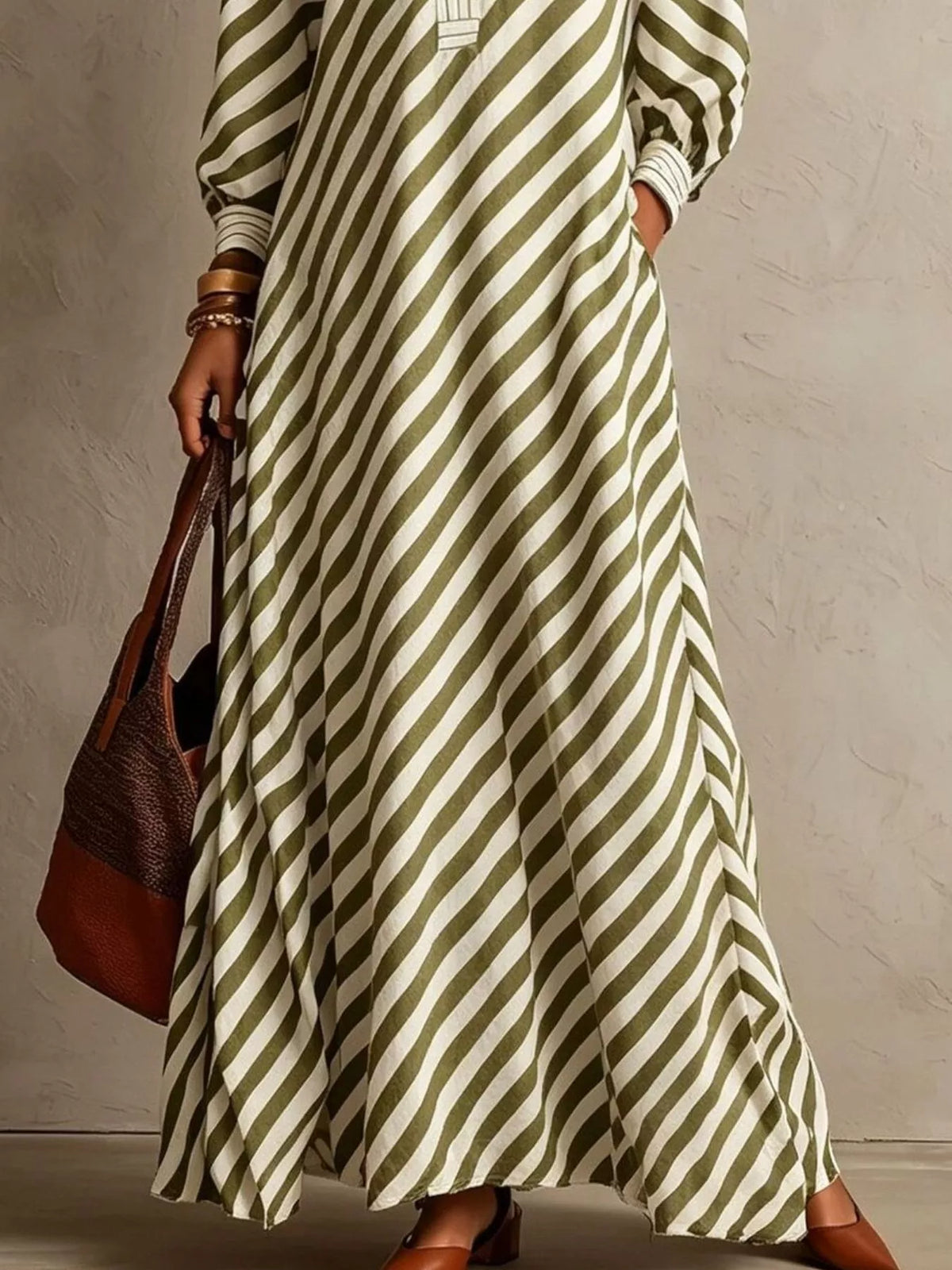 Striped Long Sleeve Maxi Dress
