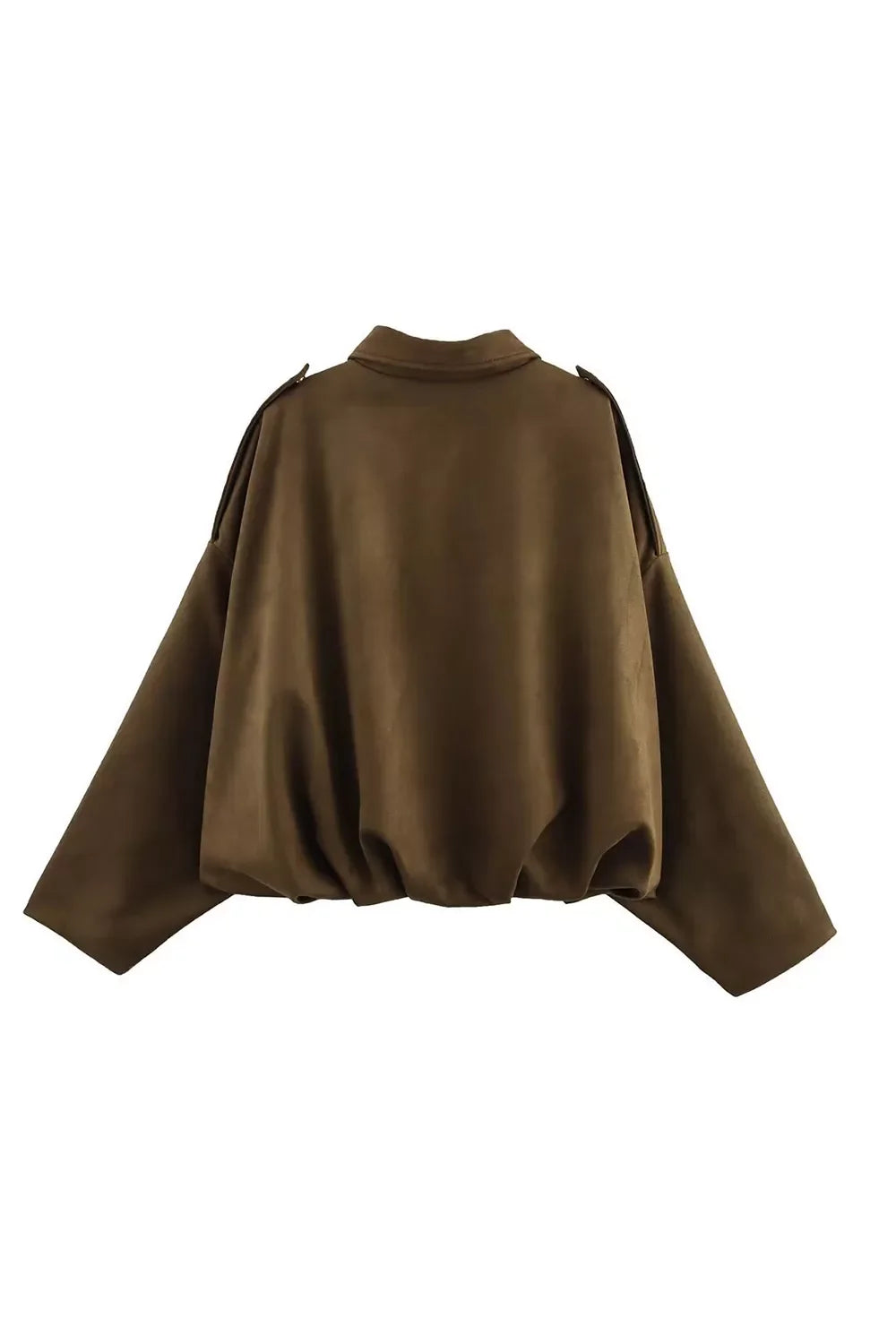 Collared Neck Dropped Shoulder Jacket for Women