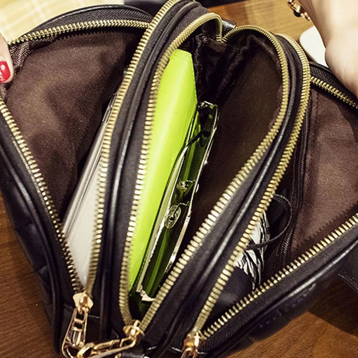 Quilted Turn Lock Crossbody Bag for Women