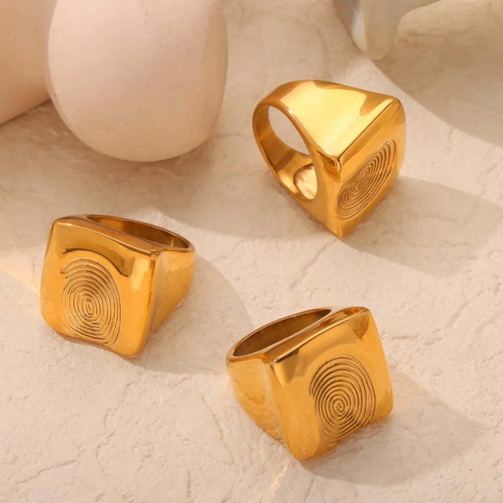 Titanium Steel Fingerprint Signet Ring – image 3 | Lilixa Trending Jewelry